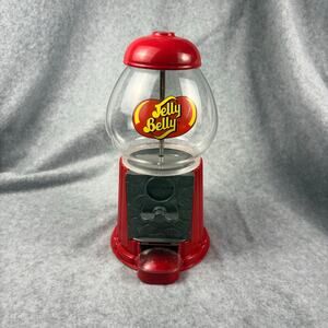 VTG Jelly Belly Coin Dispenser Machine Glass & Metal Candy Gumball Bank Diecast